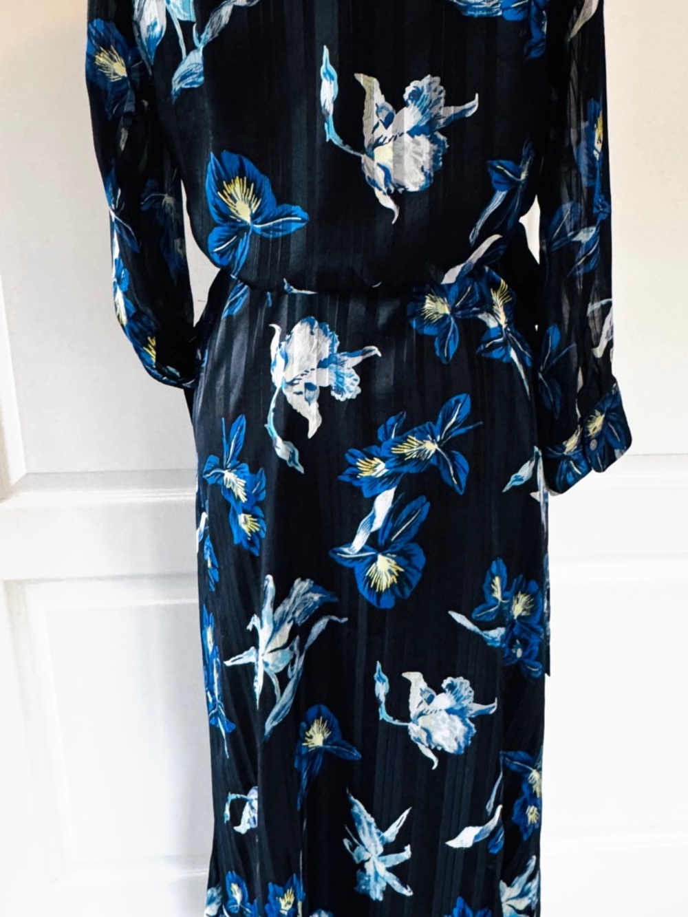 Banana Republic Black Maxi Dress with Blue & White Floral Print - Picture 2 of 6